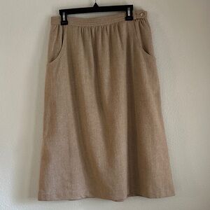 Chic Tan A-Line Women's Wool Skirt